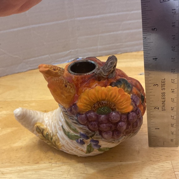 Vintage Cornucopia candle stick holder. Bella Casa by Ganz. About 4 in tall. - Picture 6 of 6